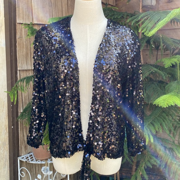 NWT CHICO’S Glitz it Up Tie Front Jacket SZ 3 - Picture 2 of 8